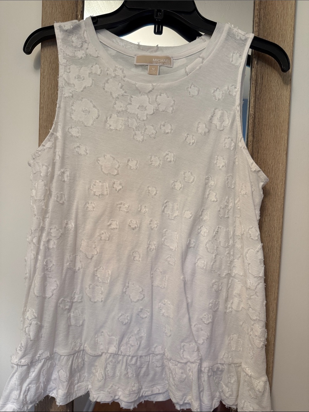 Michael Kors White Textured Sleeveless Top